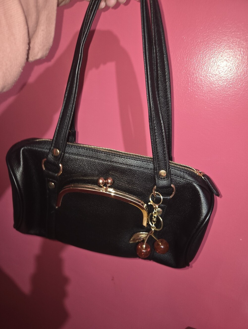 Kisslock Barrel Bag With Cherry Charm